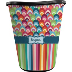 Retro Scales & Stripes Waste Basket - Double Sided (Black) (Personalized)