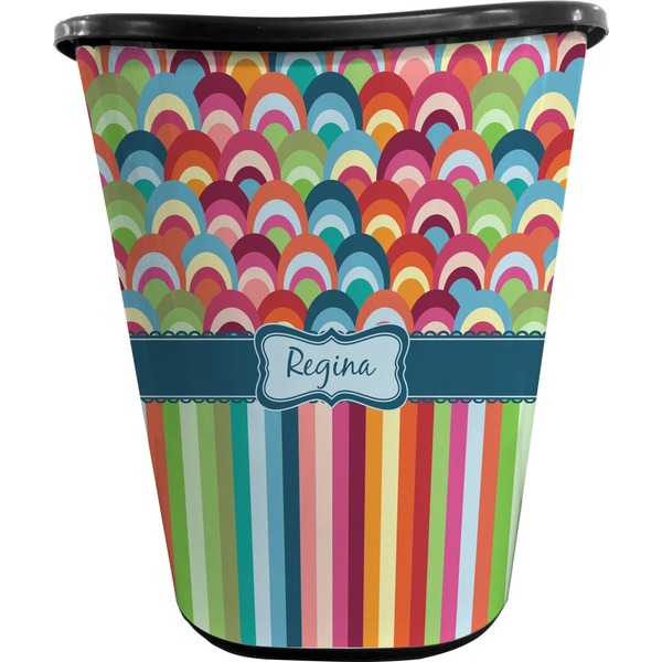 Retro Scales & Stripes Trash Can Black