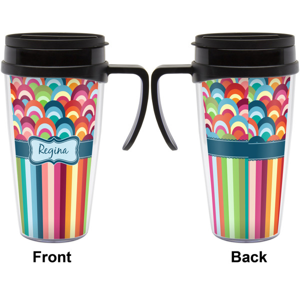Retro Scales & Stripes Travel Mug with Black Handle - Approval
