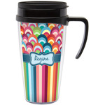 Retro Scales & Stripes Acrylic Travel Mug with Handle (Personalized)