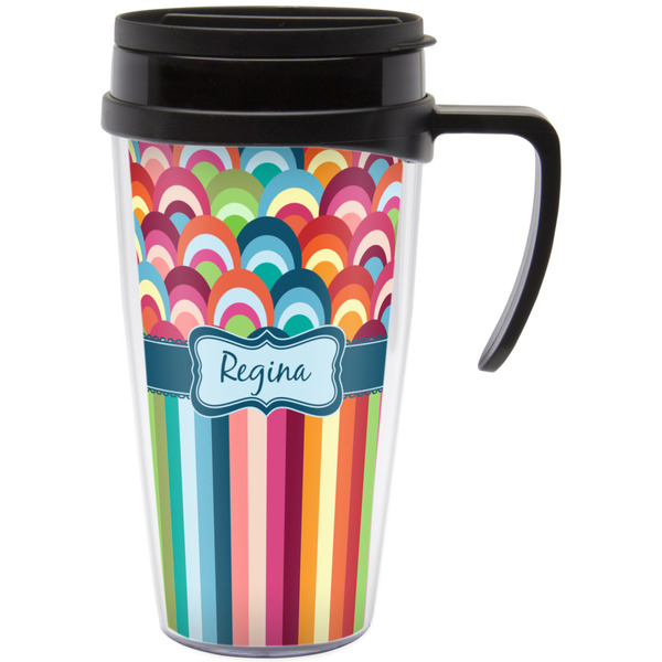 Custom Retro Scales & Stripes Acrylic Travel Mug with Handle (Personalized)