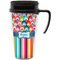 Retro Scales & Stripes Travel Mug with Black Handle - Front