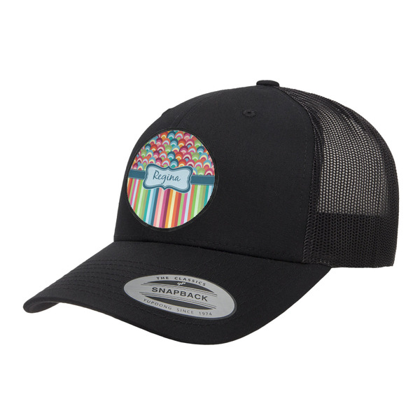 Custom Retro Scales & Stripes Trucker Hat - Black (Personalized)