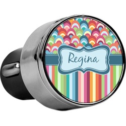 Retro Scales & Stripes USB Car Charger (Personalized)