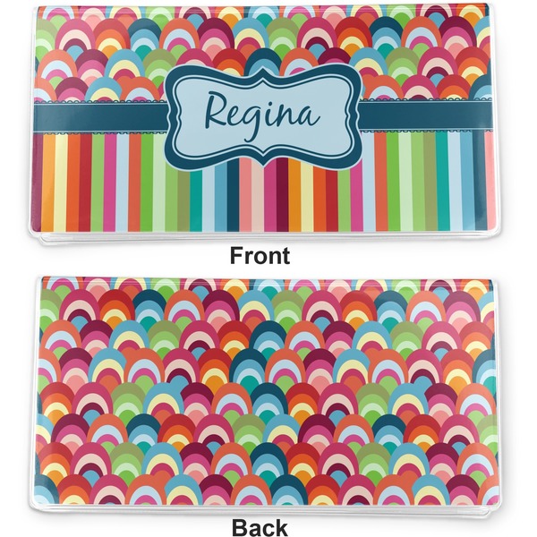 Retro Scales & Stripes Vinyl Check Book Cover - Front and Back