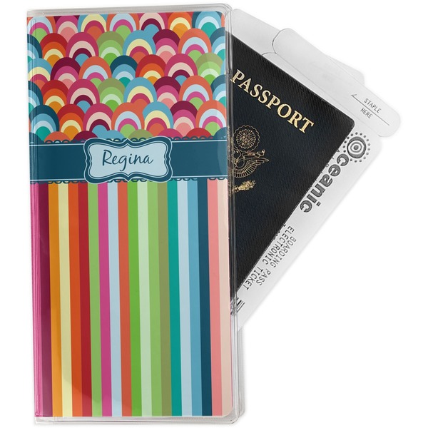 Custom Retro Scales & Stripes Travel Document Holder