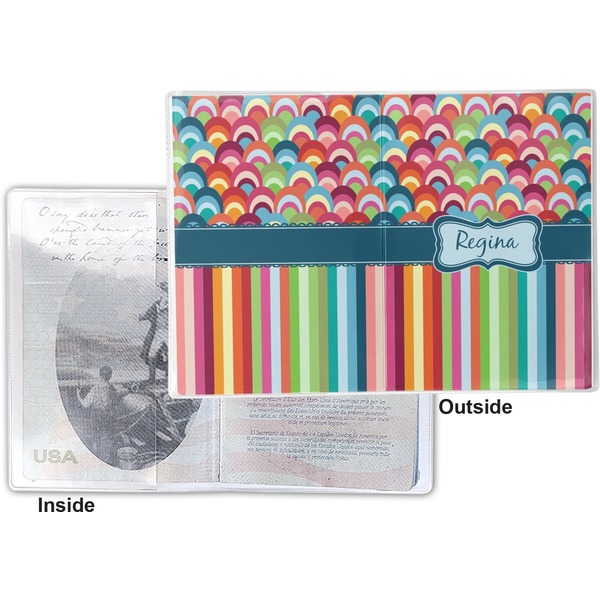 Retro Scales & Stripes Vinyl Passport Holder - Flat Front and Back