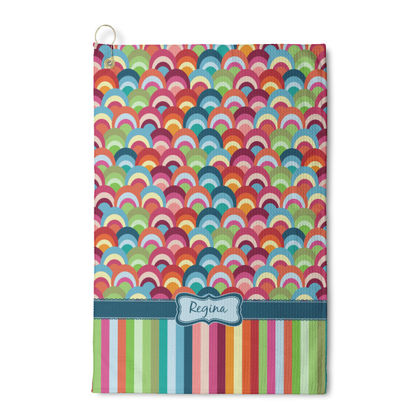 Custom Retro Scales & Stripes Waffle Weave Golf Towel (Personalized)