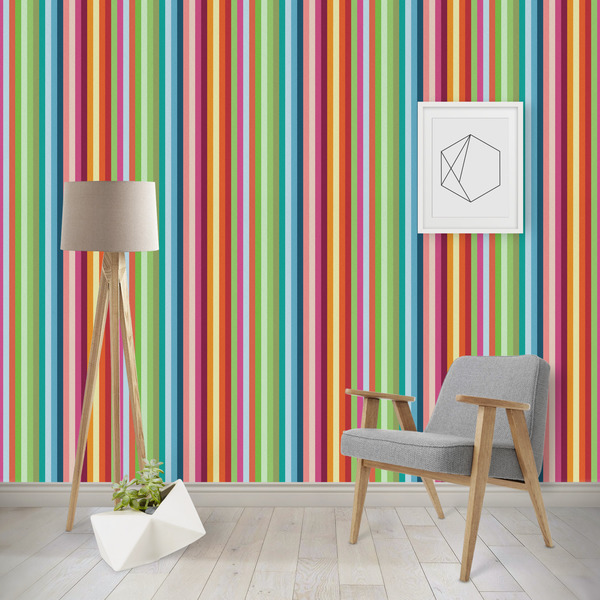 Custom Retro Scales & Stripes Wallpaper & Surface Covering (Water Activated - Removable)