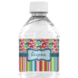 Retro Scales & Stripes Water Bottle Labels - Custom Sized (Personalized)
