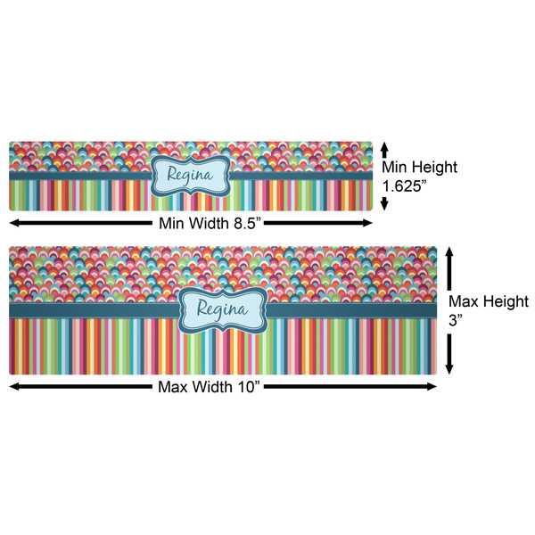 Retro Scales & Stripes Water Bottle Labels w/ Dimensions