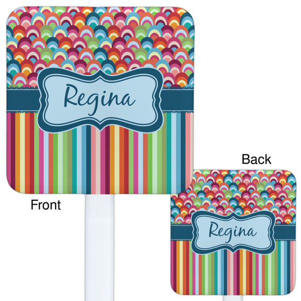 Retro Scales & Stripes White Plastic Stir Stick - Double Sided - Approval