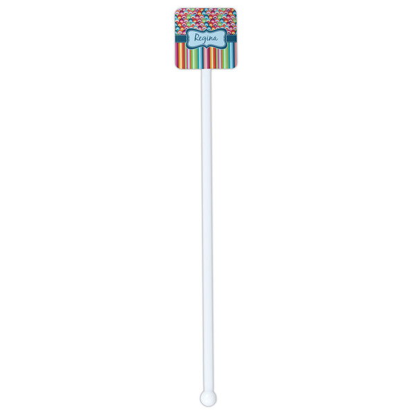 Retro Scales & Stripes White Plastic Stir Stick - Double Sided - Square - Single Stick