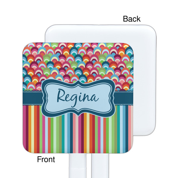 Retro Scales & Stripes White Plastic Stir Stick - Single Sided - Square - Approval