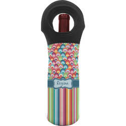 Retro Scales & Stripes Wine Tote Bag w/ Name or Text
