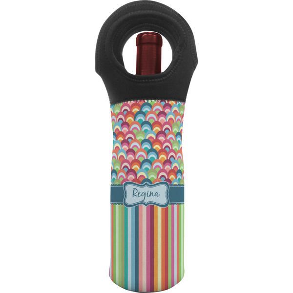 Custom Retro Scales & Stripes Wine Tote Bag w/ Name or Text