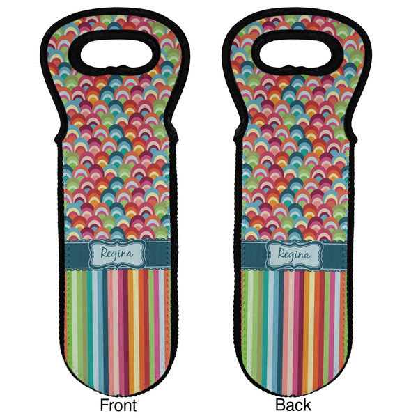 Retro Scales & Stripes Wine Tote Front & Back