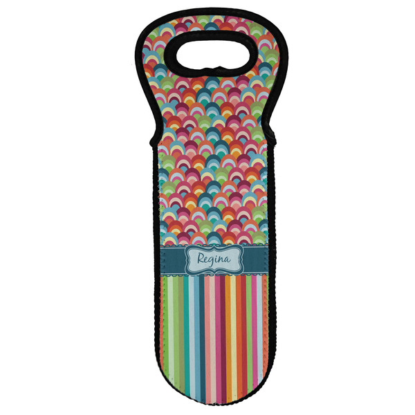 Custom Retro Scales & Stripes Wine Tote Bag w/ Name or Text