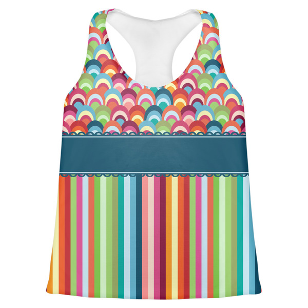 Custom Retro Scales & Stripes Womens Racerback Tank Top - 2X Large