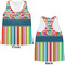 Retro Scales & Stripes Womens Racerback Tank Tops - Medium - Front and Back
