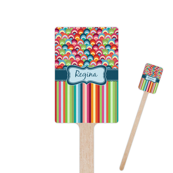 Custom Retro Scales & Stripes 6.25" Rectangle Wooden Stir Sticks - Single Sided (Personalized)