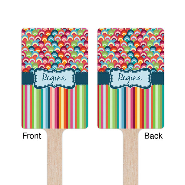 Retro Scales & Stripes Wooden 6.25" Stir Stick - Rectangular - Double Sided - Front & Back