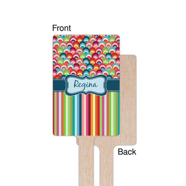 Retro Scales & Stripes Wooden 6.25" Stir Stick - Rectangular - Single - Front & Back