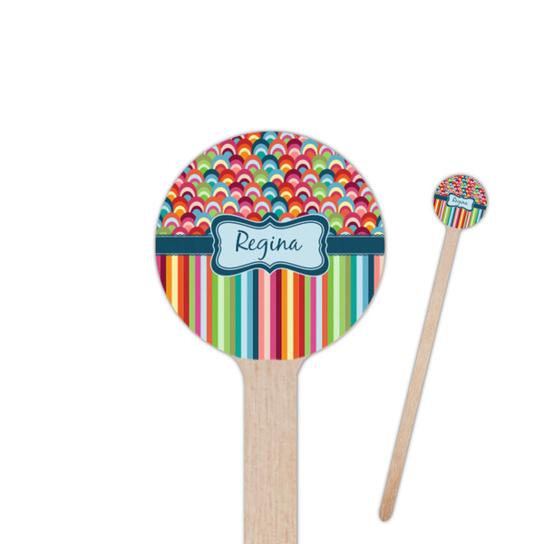 Custom Retro Scales & Stripes Round Wooden Stir Sticks (Personalized)