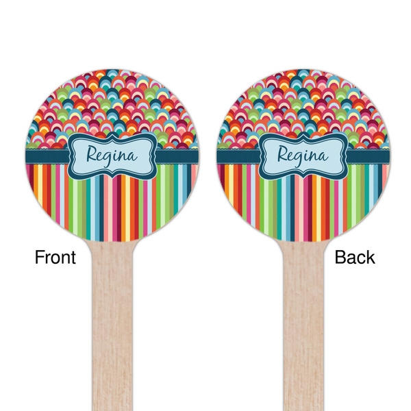 Retro Scales & Stripes Wooden 6" Stir Stick - Round - Double Sided - Front & Back