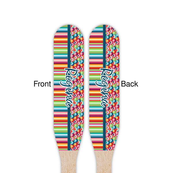 Retro Scales & Stripes Wooden Food Pick - Paddle - Double Sided - Front & Back