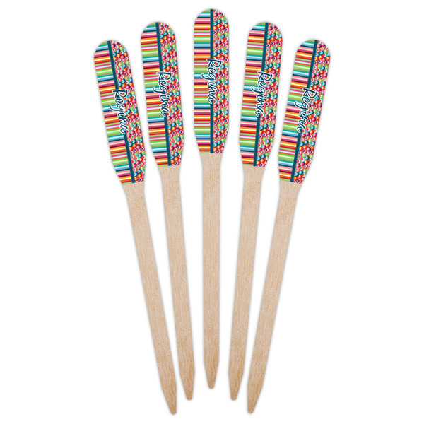 Retro Scales & Stripes Wooden Food Pick - Paddle - Fan View