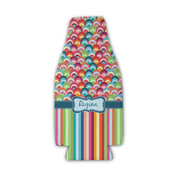 Retro Scales & Stripes Zipper Bottle Cooler (Personalized)