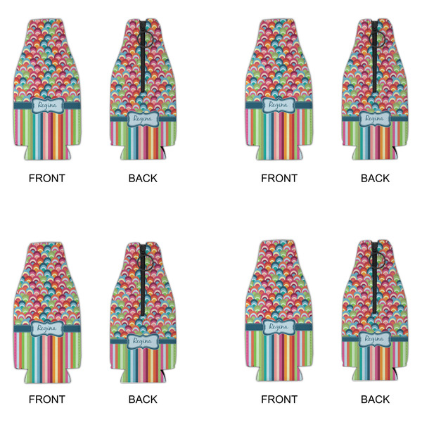Retro Scales & Stripes Zipper Bottle Cooler - Set of 4 - APPROVAL