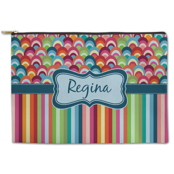 Custom Retro Scales & Stripes Zipper Pouch (Personalized)