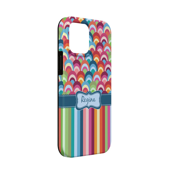 Custom Retro Scales & Stripes iPhone Case - Rubber Lined - iPhone 13 Mini (Personalized)