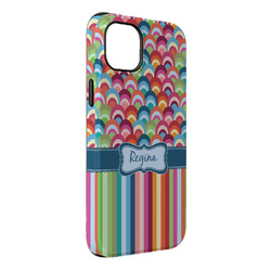 Retro Scales & Stripes iPhone Case - Rubber Lined - iPhone 14 Plus (Personalized)
