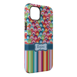 Retro Scales & Stripes iPhone Case - Rubber Lined - iPhone 14 Pro Max (Personalized)