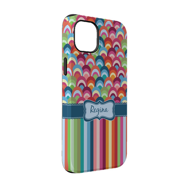 Custom Retro Scales & Stripes iPhone Case - Rubber Lined - iPhone 14 (Personalized)