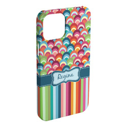 Retro Scales & Stripes iPhone Case - Plastic - iPhone 15 Plus (Personalized)
