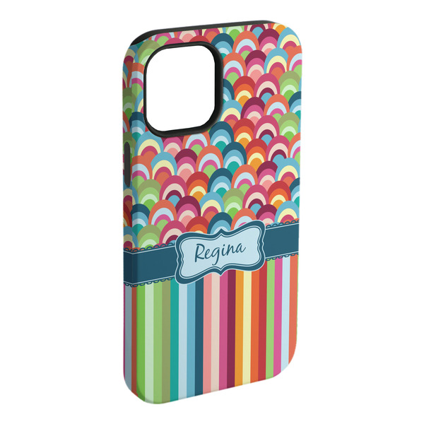 Custom Retro Scales & Stripes iPhone Case - Rubber Lined - iPhone 15 Plus (Personalized)