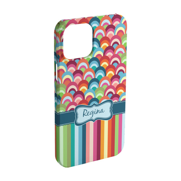 Custom Retro Scales & Stripes iPhone Case - Plastic - iPhone 15 Pro (Personalized)