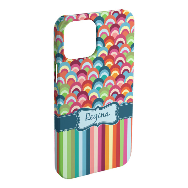 Custom Retro Scales & Stripes iPhone Case - Plastic - iPhone 15 Pro Max (Personalized)