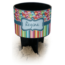 Retro Scales & Stripes Black Beach Spiker Drink Holder (Personalized)