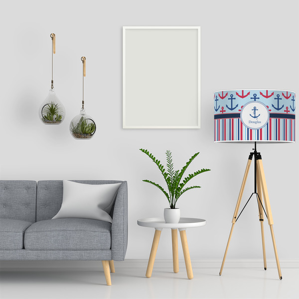 Anchors & Stripes 12" Drum Lampshade - LIFESTYLE