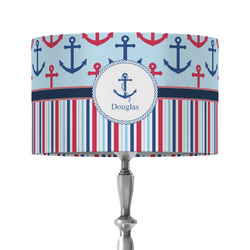 Anchors & Stripes 12" Drum Lamp Shade - Fabric (Personalized)