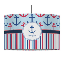 Anchors & Stripes 12" Drum Pendant Lamp - Fabric (Personalized)