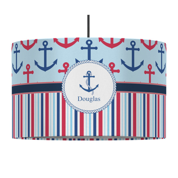 Custom Anchors & Stripes 12" Drum Pendant Lamp - Fabric (Personalized)