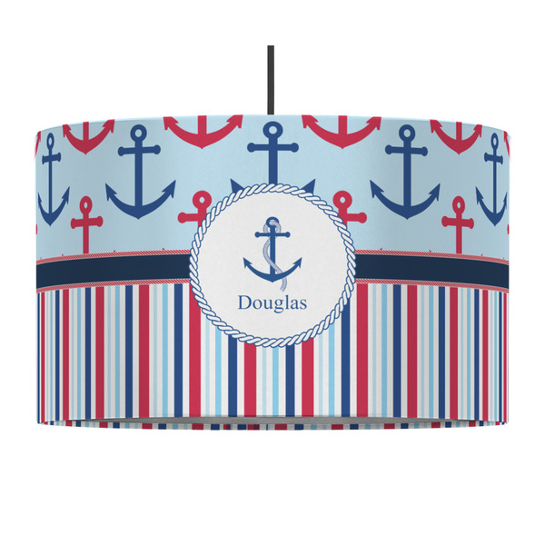 Anchors & Stripes 12" Drum Lampshade - PENDANT (Fabric)