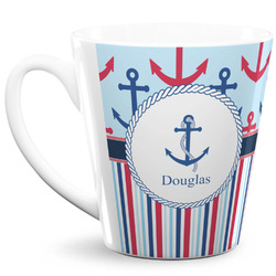 Anchors & Stripes 12 Oz Latte Mug (Personalized)