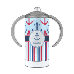 Anchors & Stripes 12 oz Stainless Steel Sippy Cup (Personalized)